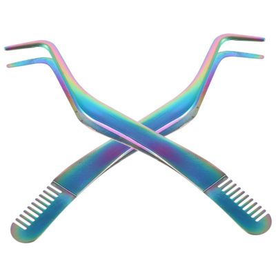 Ipetboom 2Pcs Eyelash Tweezers with Comb Convenient Lash Applicator Tool for False Lash Application Lightweight and Easy to Use Eyelash Extension Tool