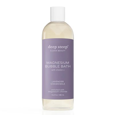 Deep Steep Magnesium Bubble Bath, 15.6 oz  Foaming Soak with Magnesium, Coconut Oil, Aloe, Vitamin C, Shea Butter & Argan Oil  Vegan, Clean Beauty for Stress & Sleep (Lavender Chamomile)