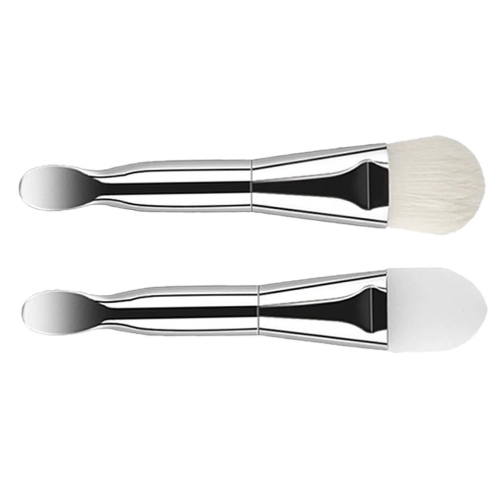 CALLARON 2Pcs Silicone Face Mask Applicator Facial Cleansing Brush Dual Ended Beauty Tool with Soft Bristle Scoop Brush for Spa Home Travel Use
