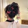 Butterfly Tassel Hair Clip,Butterfly & Beaded Design Hair Claws for Women Hairstyles,Large Butterflies Tears Hairclips(Red) view 1
