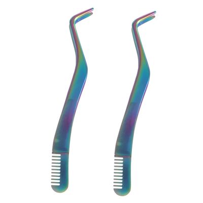 DECOMELODY 2Pcs Eyelash Tweezers with Comb Convenient Eyelash Applicator Tool for Easy False Lash Application and Female Accessory