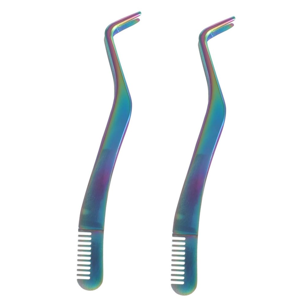 DECOMELODY 2Pcs Eyelash Tweezers with Comb Convenient Eyelash Applicator Tool for Easy False Lash Application and Female Accessory