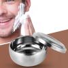 Gsycle Men Wet Shaving Bowl, Silver Anti Slip Lather Bowl Face Cleaning Care Shave Tool with Lid for Facial Cleansing and Care view 2