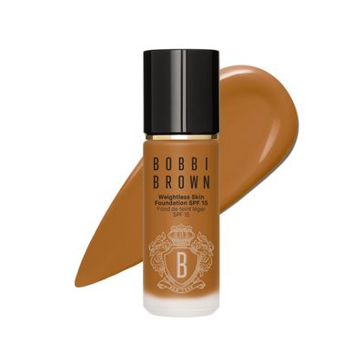 Bobbi Brown Weightless Skin Foundation SPF 15 | Oil-Controlling, 24-Hour Hydrating Foundation, Medium Coverage| Natural Matte Finish, 1 Fl Oz, Warm Almond