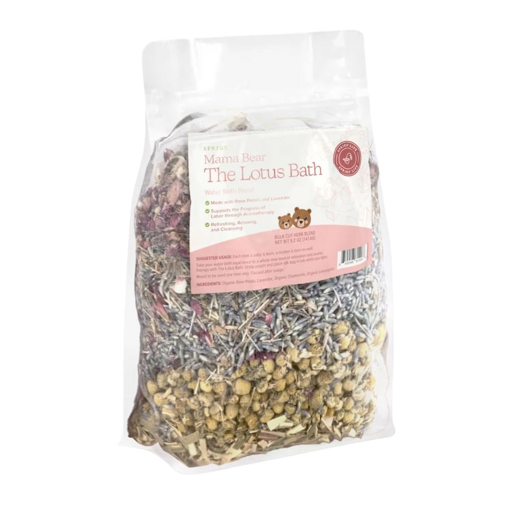 SPRIGS The Lotus Bath, 5.2 Oz | Herbal Water Birth Blend | Bathtub Additive with Soothing Natural Ingredients - Organic Rose, Chamomile, Lemongrass & Lavender | Relaxing Labor & Delivery Aromatherapy