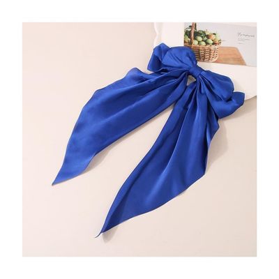 4Pcs Large Bows Hair Clips for Women Girls Silky Satin Hair Ribbon Bow Oversized Big Bows for Women, Sky Blue(Royal Blue)