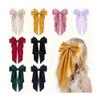 4Pcs Large Bows Hair Clips for Women Girls Silky Satin Hair Ribbon Bow Oversized Big Bows for Women, Sky Blue(Royal Blue) view 4