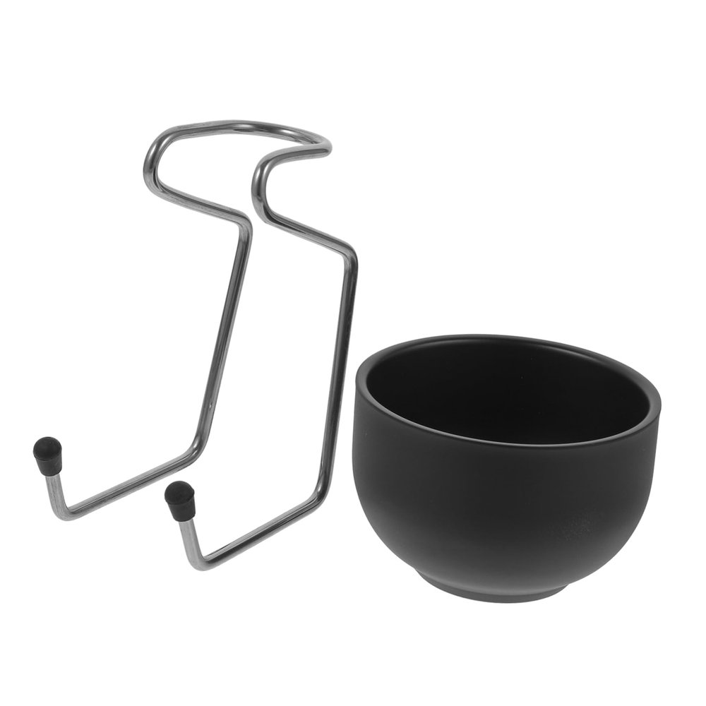 FONDOTIN Stainless Steel Shaving Soap Bowl Set Stand 2-Piece Grooming Kit for Men Sturdy Metal Soap Bowl Holder for Shaving Beard and Facial Hair for Grooming