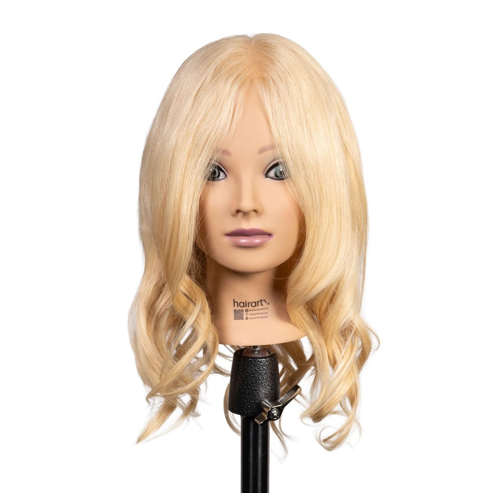Adriana 18" Blonde Human Hair Mannequin Head  Cosmetology Training Doll for Cutting, Styling, Coloring & Heat Tools  Ideal for Students & Professionals