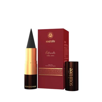 Ayurvedic Kajal .Soul. tree's | Ratnawali's Jewel khol Kajal | Nishit mukta (black shade)-001-3gm | infused with white Peral powder