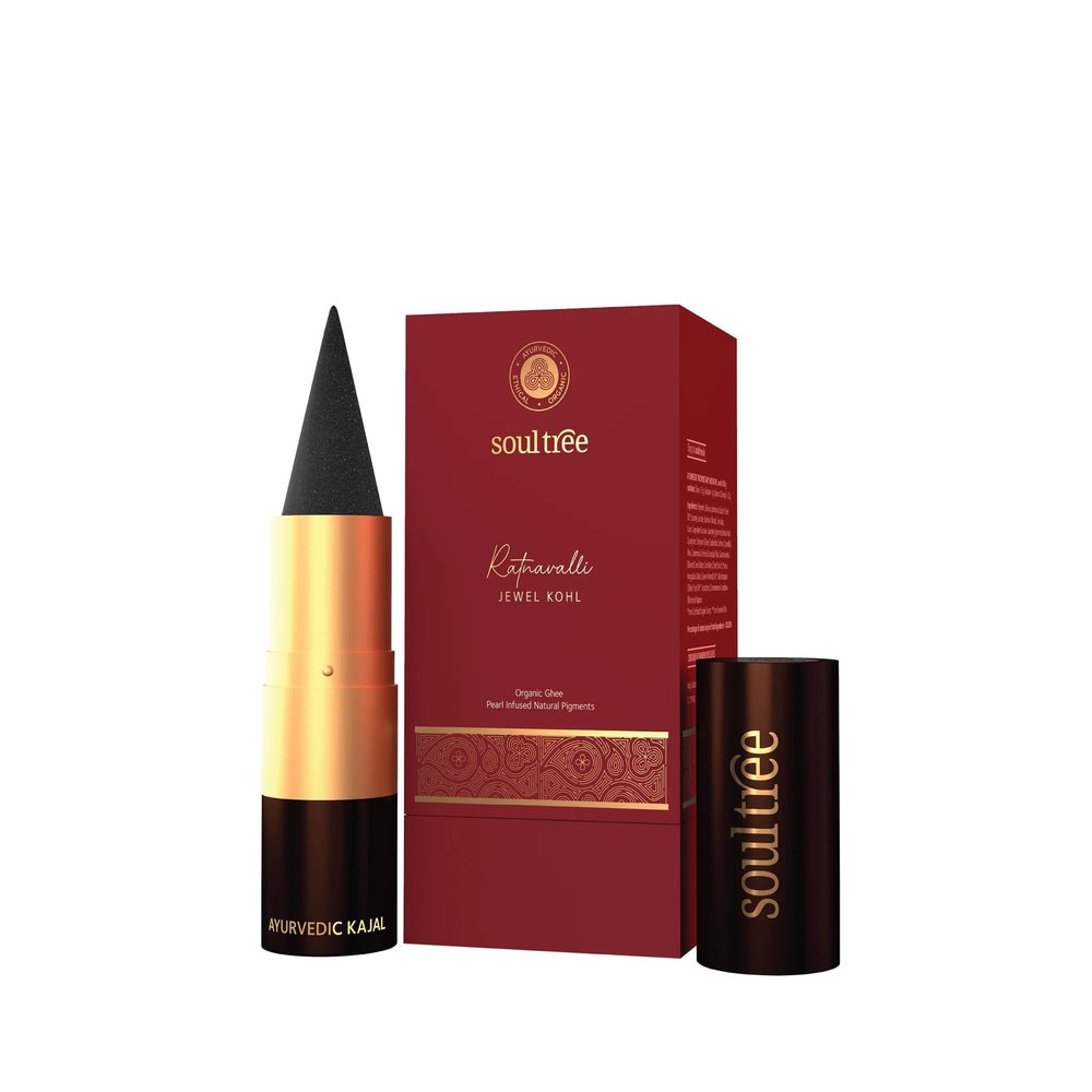 Ayurvedic Kajal .Soul. tree's | Ratnawali's Jewel khol Kajal | Nishit mukta (black shade)-001-3gm | infused with white Peral powder