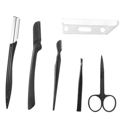 Ipetboom 1Set Eyebrow Trimming Set with Comb and Tweezers Precision Makeup Tools for Women Compact Design for Travel for Shaping Eyebrows Black