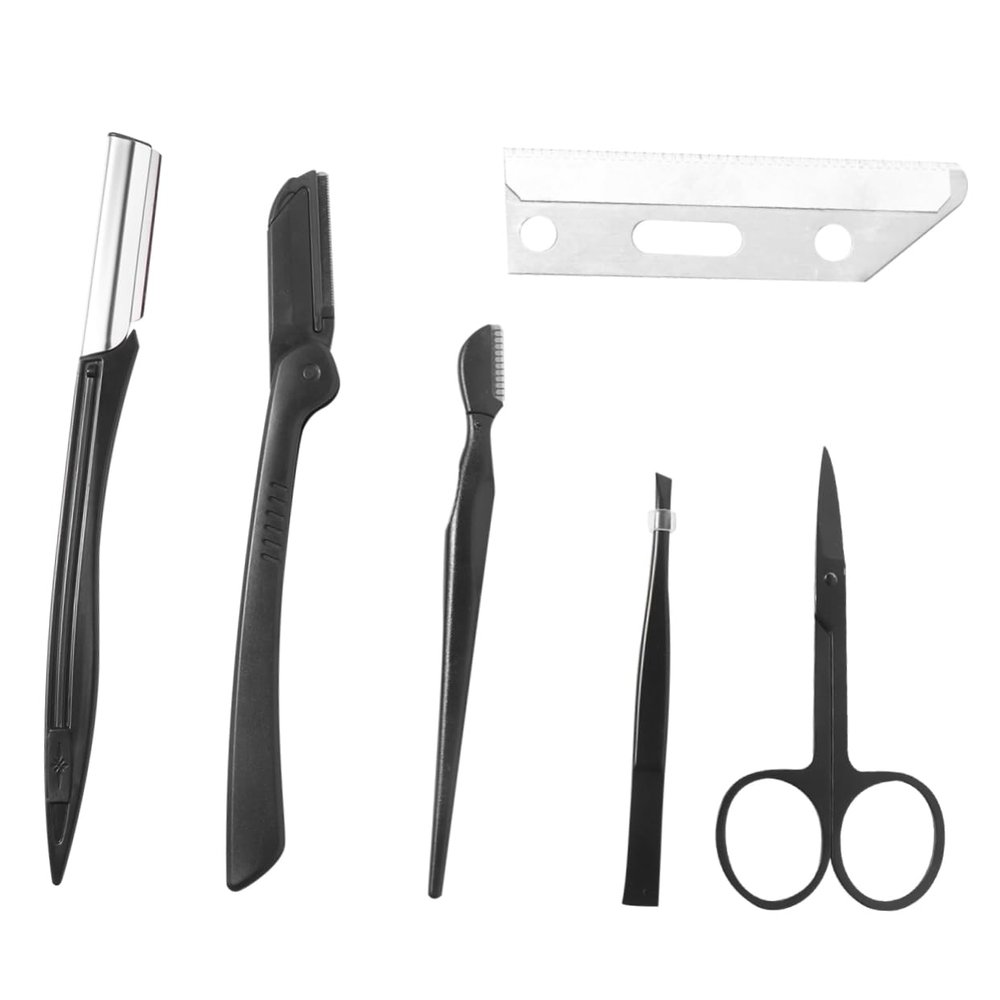 Ipetboom 1Set Eyebrow Trimming Set with Comb and Tweezers Precision Makeup Tools for Women Compact Design for Travel for Shaping Eyebrows Black
