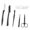 FOMIYES 6-Piece Eyebrow Trimming Set Eyebrow Razor Scissors Tweezers Comb and Eyelash Brush Stainless Steel Black Travel-Friendly Makeup Tools for Women view 1