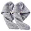 SAFIGLE 2Pcs Thick Hair Drying Towel Wraps with Button Design Fleece Hair Turbans for Quick Drying Wet Hair Lightweight Portable Bathing Hats for Home Travel view 1