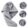 SAFIGLE 2Pcs Thick Hair Drying Towel Wraps with Button Design Fleece Hair Turbans for Quick Drying Wet Hair Lightweight Portable Bathing Hats for Home Travel view 2