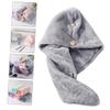 SAFIGLE 2Pcs Thick Hair Drying Towel Wraps with Button Design Fleece Hair Turbans for Quick Drying Wet Hair Lightweight Portable Bathing Hats for Home Travel view 3