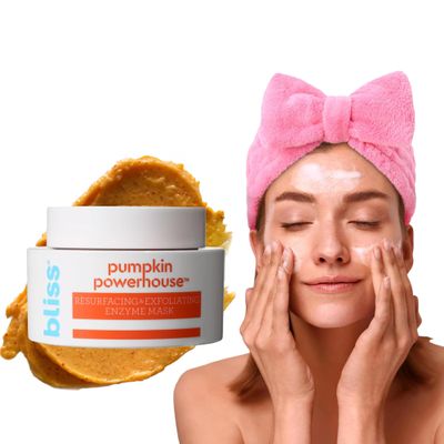 Bliss Pumpkin Powerhouse Face Mask + Microfiber Spa Headband | Smooth, Glowing Skin Spa Set