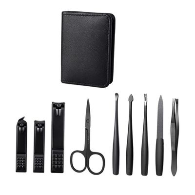 MUCKLILY 1Set Multifunctional Manicure and Pedicure Kit Premium Fingernail Grooming for Eyebrow Shaping Home Salon Use Includes Nail Clippers and File Black
