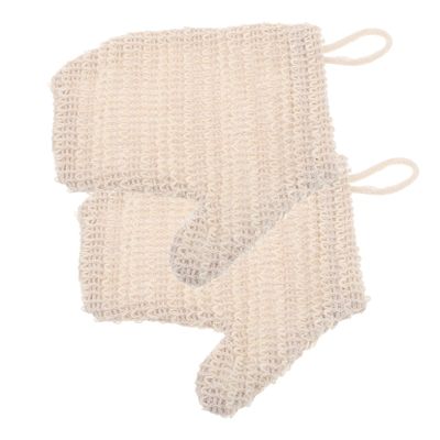 FOMIYES 2pcs Cotton Linen Exfoliating Bath Gloves for Shower Reusable Scrubbing Mitts for Body Cleanse Spa and Massage Washable Body Scrub Gloves for Women