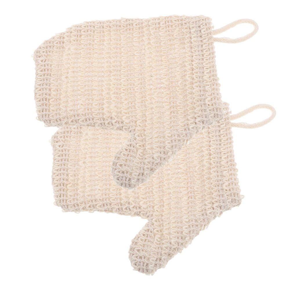FOMIYES 2pcs Cotton Linen Exfoliating Bath Gloves for Shower Reusable Scrubbing Mitts for Body Cleanse Spa and Massage Washable Body Scrub Gloves for Women