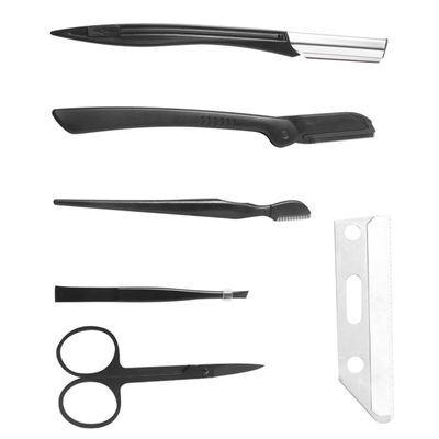 HAKIDZEL 1Set Eyebrow Razor Set with Tweezers Eyebrow Shaper and Comb Portable and Durable Makeup Tools for Women for Home Use and Travel Black