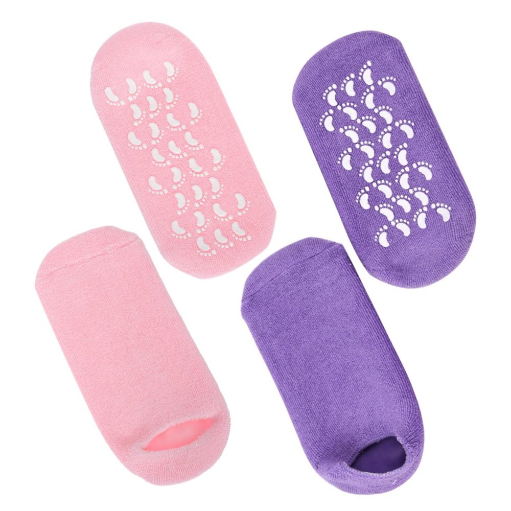 SAFIGLE 2Pairs Moisturizing Foot Socks Gel Spa Socks for Cracked Heels Elastic Comfortable Fit Stylish Foot Mask Socks for Women