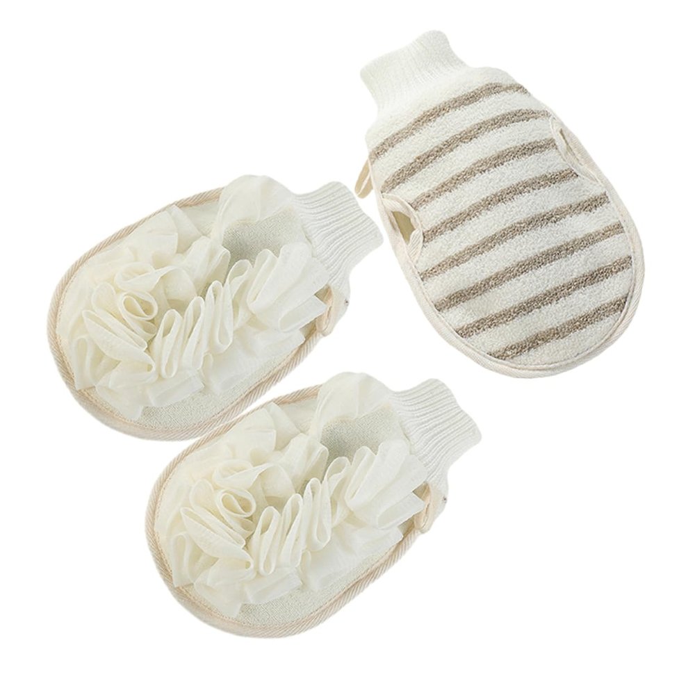Beatifufu 3Pcs Exfoliating Bath Gloves Durable Body Scrubber Mitts for Deep Cleansing and Dead Skin Removal Ergonomic Design Shower Exfoliator for Spa and Home Use