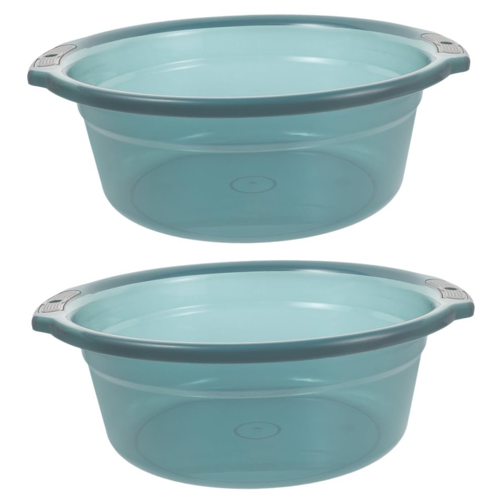Beavorty 2Pcs Transparent Plastic Wash Basin Versatile Foot Bath Laundry Wash Tub with Handles for Hand Washing Soaking Feet and More for Home Use