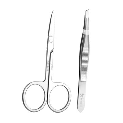 DECOMELODY 1 Set Stainless Steel Eyebrow Repair Tools Durable Brow Scissors Practical Tweezers for Eyebrow Trimming Portable Makeup Supplies for Women Easy to Use Carry for Friends