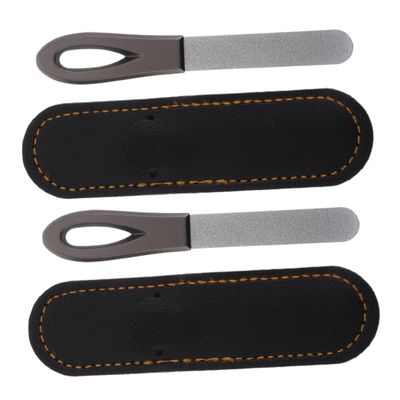 Beaupretty 2Sets Double Sided Stainless Steel Nail File with Slip Handle Portable Durable Nail Buffer for Manicure Travel Nail Shaper with Protective Case for Home