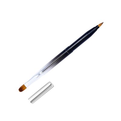 CALLARON Retractable Dual Head Lip Brush Compact Portable Makeup Tool for Lip Gloss Lipstick Application Flexible Metal Shell Design Black Gradient for Go Touch Ups