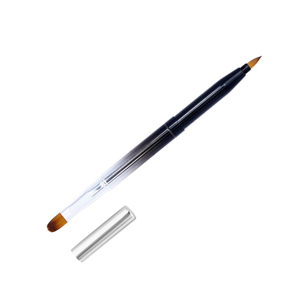 CALLARON Retractable Dual Head Lip Brush Compact Portable Makeup Tool for Lip Gloss Lipstick Application Flexible Metal Shell Design Black Gradient for Go Touch Ups