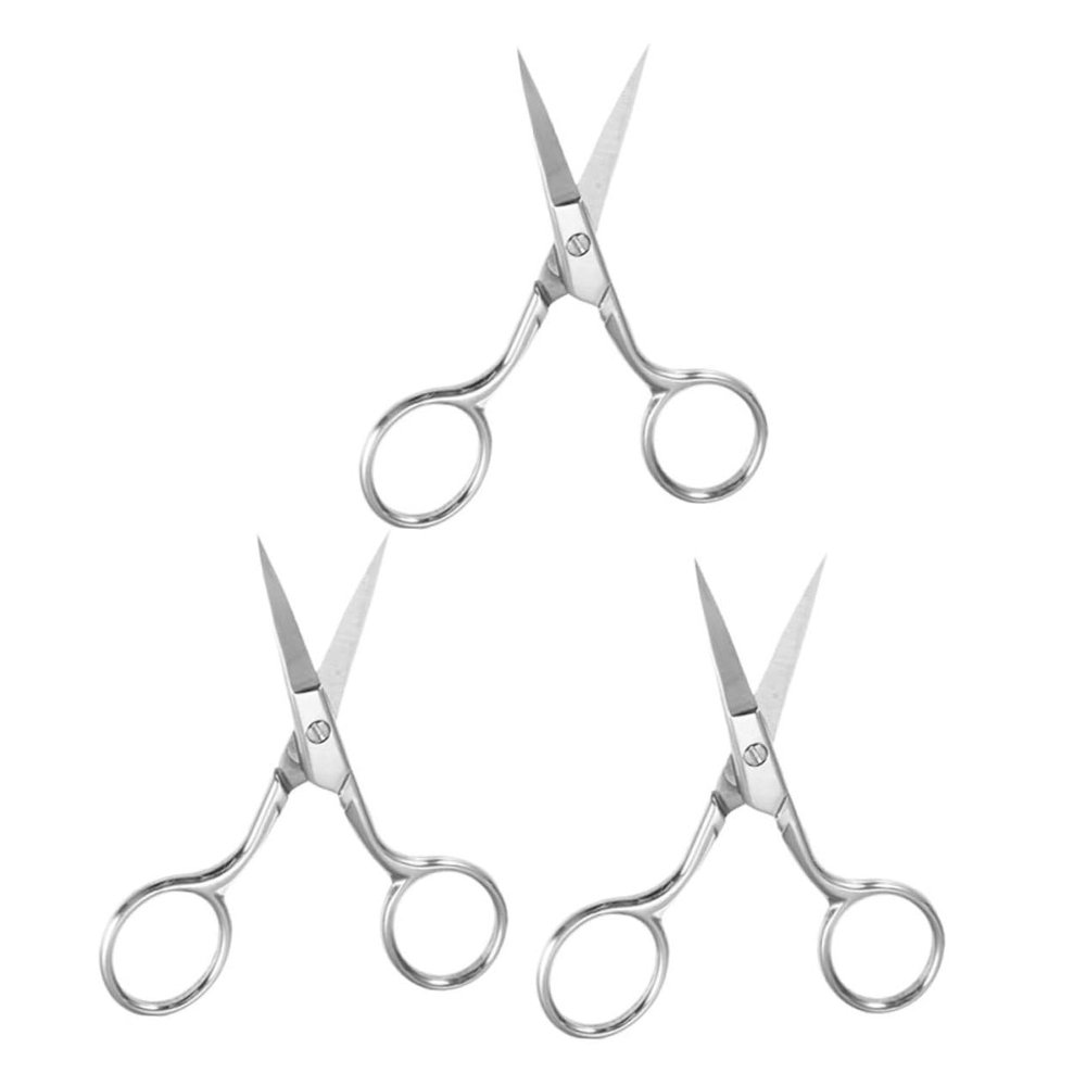 SHERCHPRY 3Pcs Stainless Steel Eyebrow Scissors Small Grooming Scissors for Eyebrow Trimming Facial Hair Grooming Beauty Tasks Lightweight Portable for Daily Use
