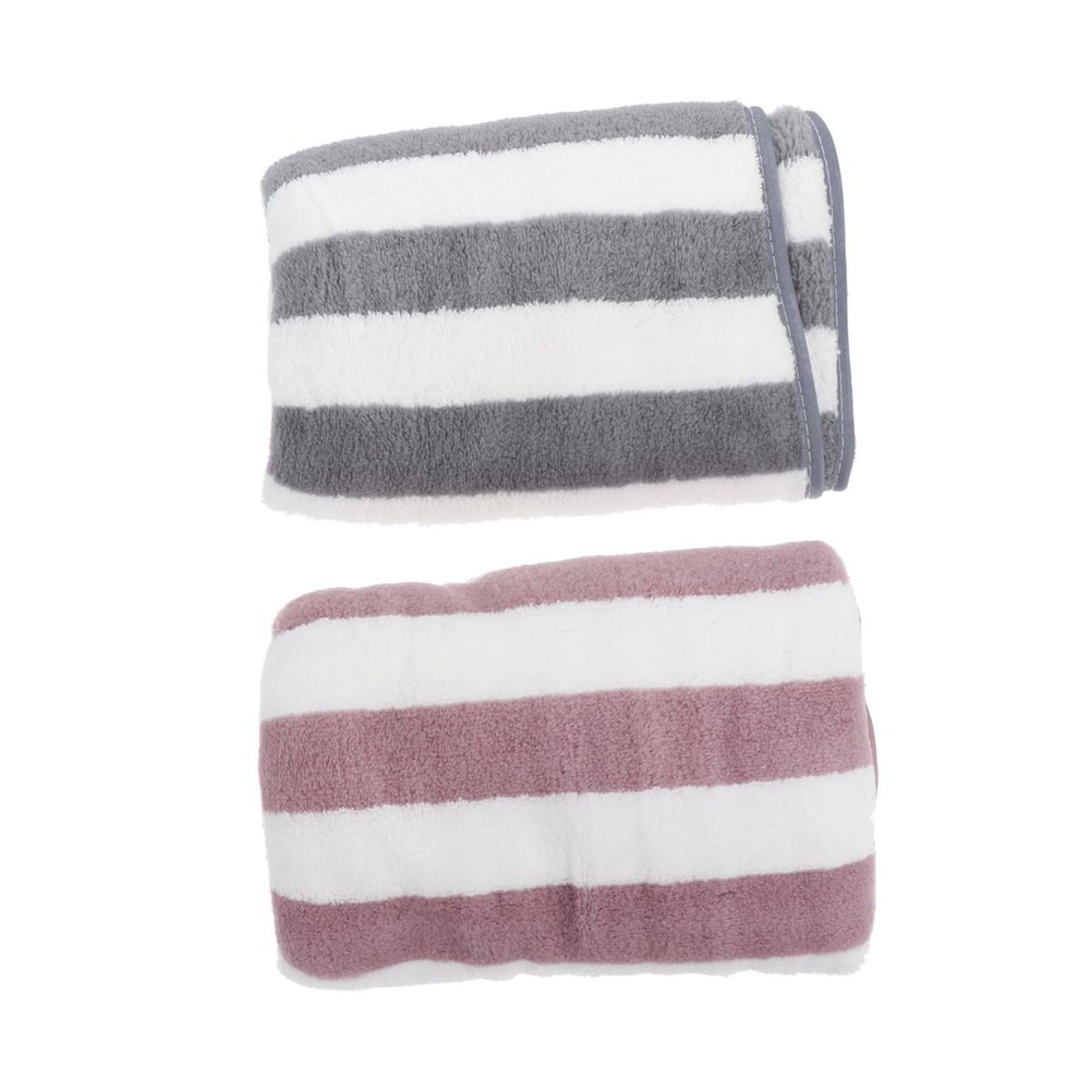 Beatifufu 4Pcs Absorbent Thicker Face Towels Soft Fleece Bath Cloths with Color Stripe Design for Home and Travel Use Grey