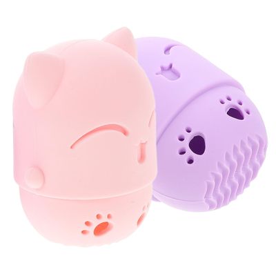 Beavorty 2Pcs Cute Cat Silicone Makeup Sponge Holder Travel Friendly Containers for Makeup Sponges Dustproof Versatile Storage Cases for Women