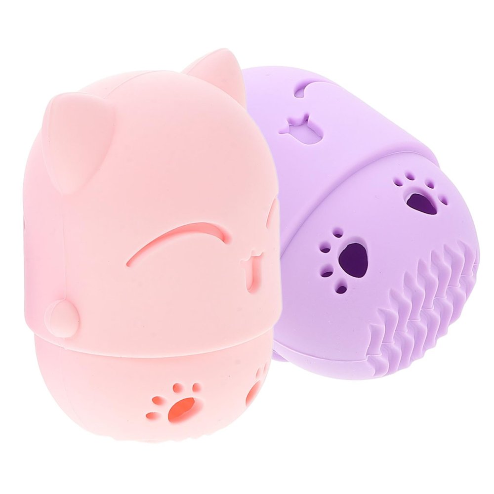 Beavorty 2Pcs Cute Cat Silicone Makeup Sponge Holder Travel Friendly Containers for Makeup Sponges Dustproof Versatile Storage Cases for Women