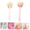 BATHVEVE 2Pcs Long Handle Bath Flowers Back Scrubber Body Cleaning Brush Kits for Deep Exfoliation Soft Bathing Tools for Men Women with Hanging Design for Easy Storage view 4