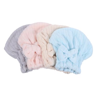 BATHVEVE 4PCS Coral Fleece Hair Drying Towel Wrap Set Extra Absorbent Fast Drying Cap for Women Soft and Thick Bath Towels at Home or Travel