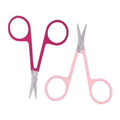 Beavorty 2Pcs Portable Stainless Steel Eyebrow Scissors Durable Eyebrow Trimmers for Precise Grooming Lightweight and Easy to Use for Eyebrows Beard and Eyelash Trimming