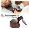 PACKOVE 3-Piece Mens Shaving Set with Shaving Brush Soap Bowl and Manual Razor Kit for Grooming and Beard Care view 2