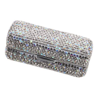 Beavorty Bling Rhinestone Lipstick Storage Holder with Built Mirror Portable Elegant Lipstick Organizer Case for Travel Shiny Makeup Box for Purse Luxurious Design with Strong