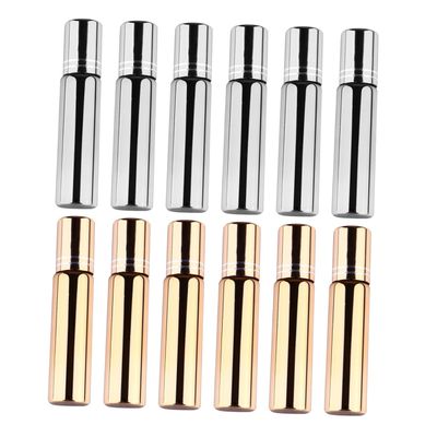 PartyKindom 12Pcs Essential Oil Roller Bottles UV Glass Roll Dispenser with Balls for Aromatherapy and Perfume Colors