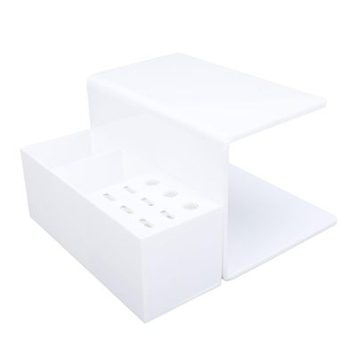 Eyelash Extension Organizer, Professional Adjustable Height Acrylic Eyelash Pillow Stand with Storage Compartments for Salons and Beauty Stores White