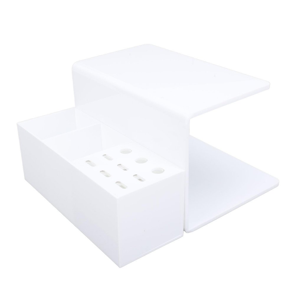 Eyelash Extension Organizer, Professional Adjustable Height Acrylic Eyelash Pillow Stand with Storage Compartments for Salons and Beauty Stores White