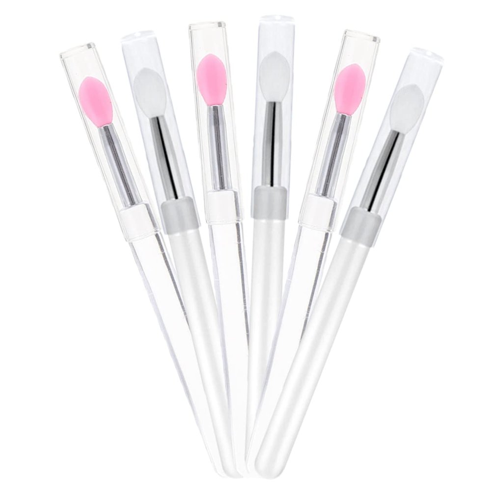FONDOTIN 6Pcs Silicone Lip Brushes with Covers Portable Dustproof Lipstick Applicators for Makeup for Lip Gloss and Foundation Application Skin Friendly Material