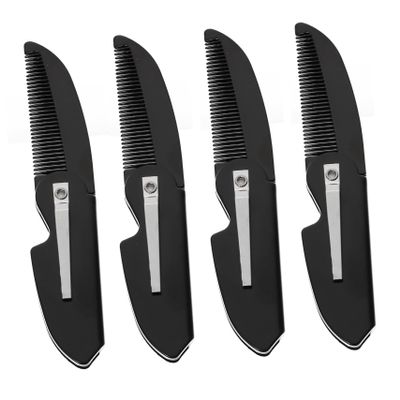 BATHVEVE 4Pcs Folding Beard Comb Set for Men Portable Plastic Beard Brush Compact Hair Accessory for Grooming and Styling