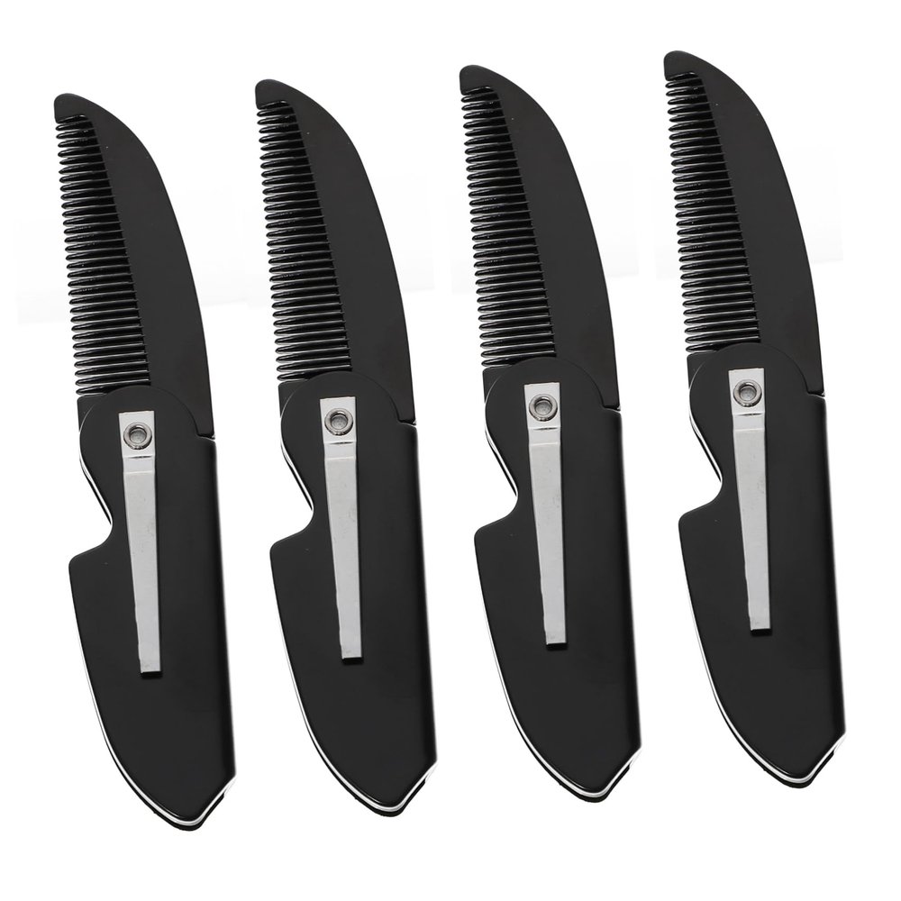BATHVEVE 4Pcs Folding Beard Comb Set for Men Portable Plastic Beard Brush Compact Hair Accessory for Grooming and Styling