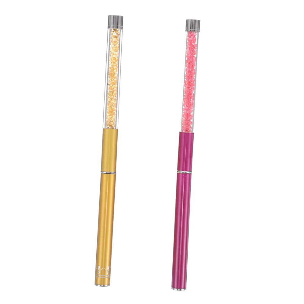 BATHVEVE 2Pcs Eyelash Applicator Brushes with Spiral Design Reusable Mascara Wands for Efficient Curling Portable Eyebrow Grooming Tools with Glamorous Rhinestone Handles