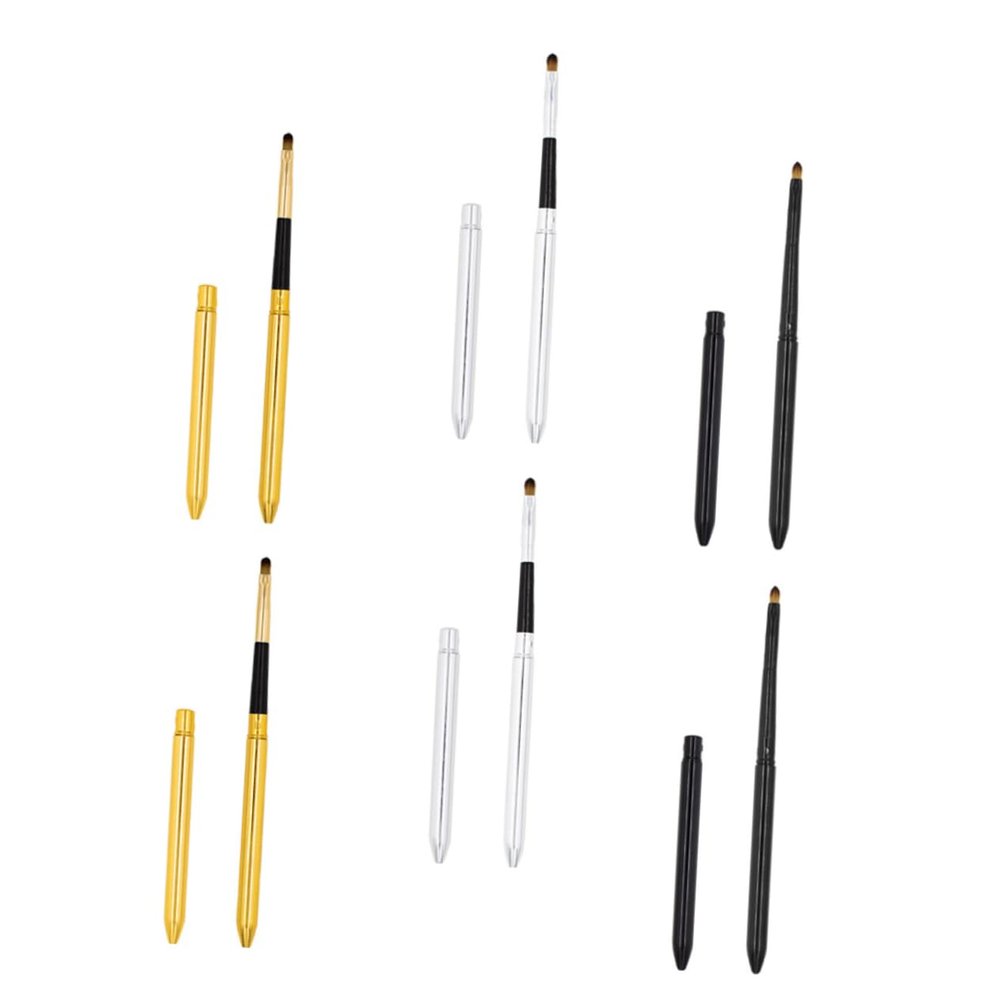 GANAZONO 6Pcs Portable Makeup Lip Brushes with Lids Versatile Eyeshadow Applicators for Women Premium Bionic Material Chic Design for Lip Makeup Giving